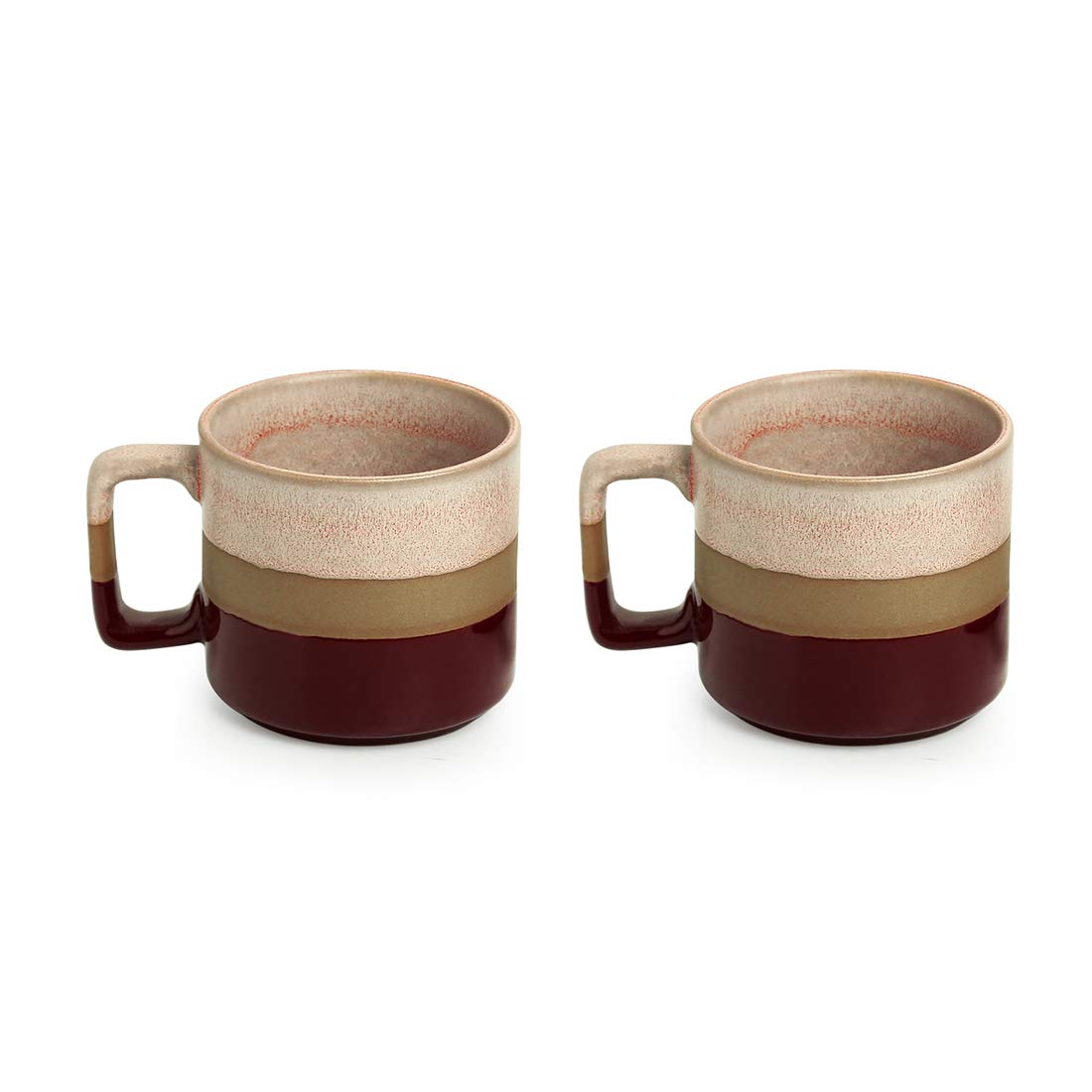 Exotic Green Hand Glazed Ceramic Studio Pottery Tri Color Green & Brown Tea & Coffe Cup I Ceramic Cup Set of 2