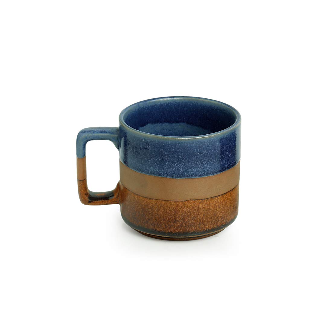 Exotic Green Hand Glazed Ceramic Studio Pottery Tri Color Green & Brown Tea & Coffe Cup I Ceramic Cup Set of 2