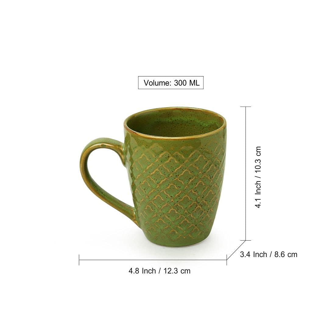 Exotic Green 'Moroccan Turqouise' Hand Glazed & Embossed Ceramic Coffee Mug Set of 2 Ceramic Mugs Tea Mugs