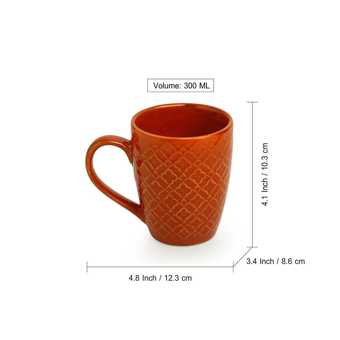 Exotic Green 'Moroccan Turqouise' Hand Glazed & Embossed Ceramic Coffee Mug Set of 2 Ceramic Mugs Tea Mugs