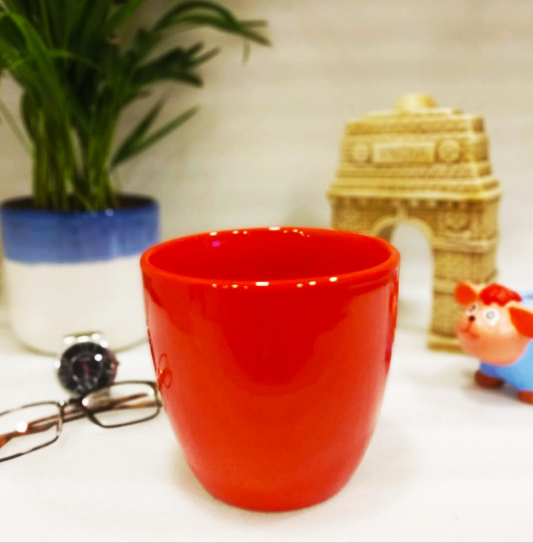 Exotic Green Glazed Solid Red Color Ceramic Pot