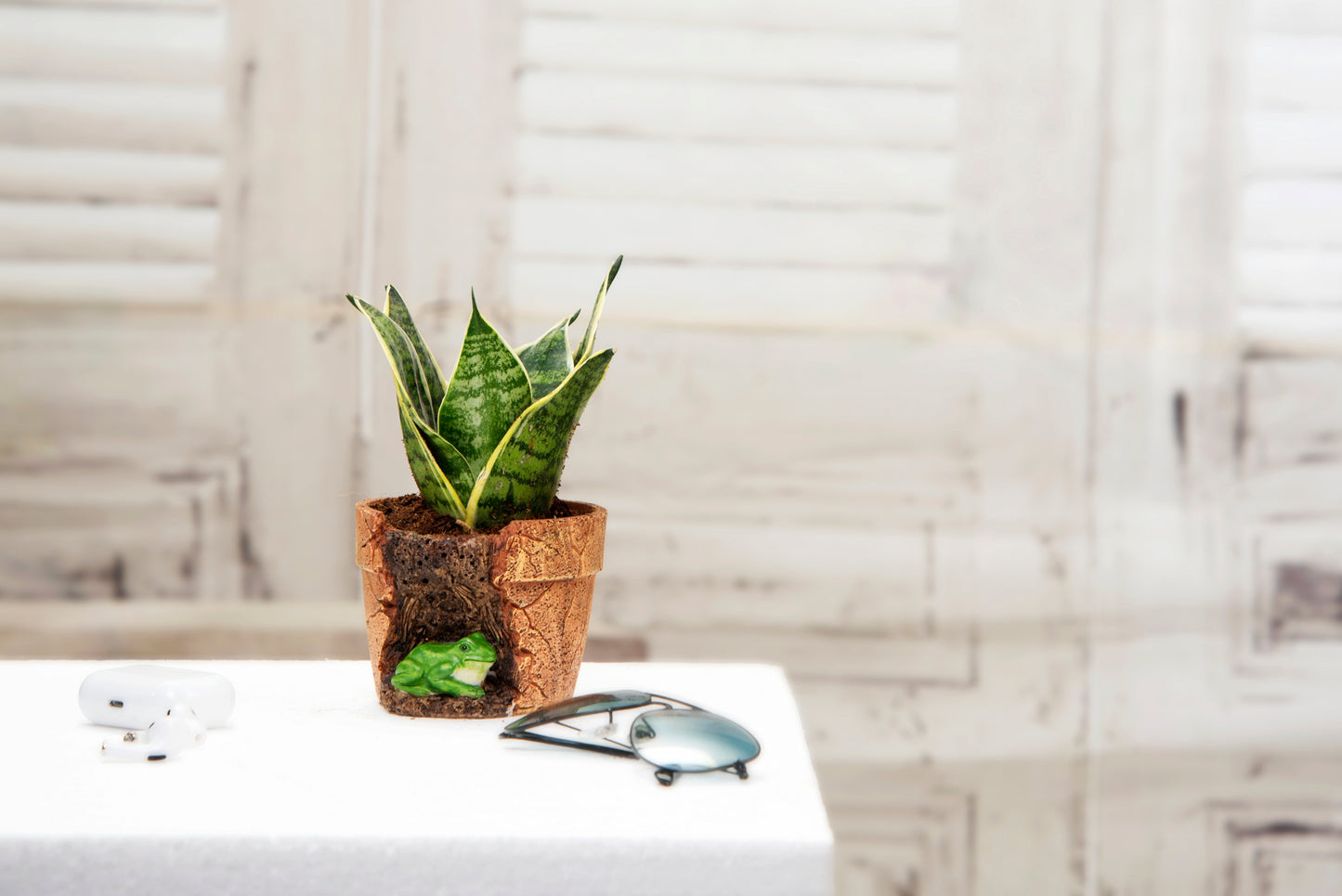 Exotic Green Beautiful Attractive Brown Colour Frog Fiber Planter for Indoor Plants & Balcony Gardening