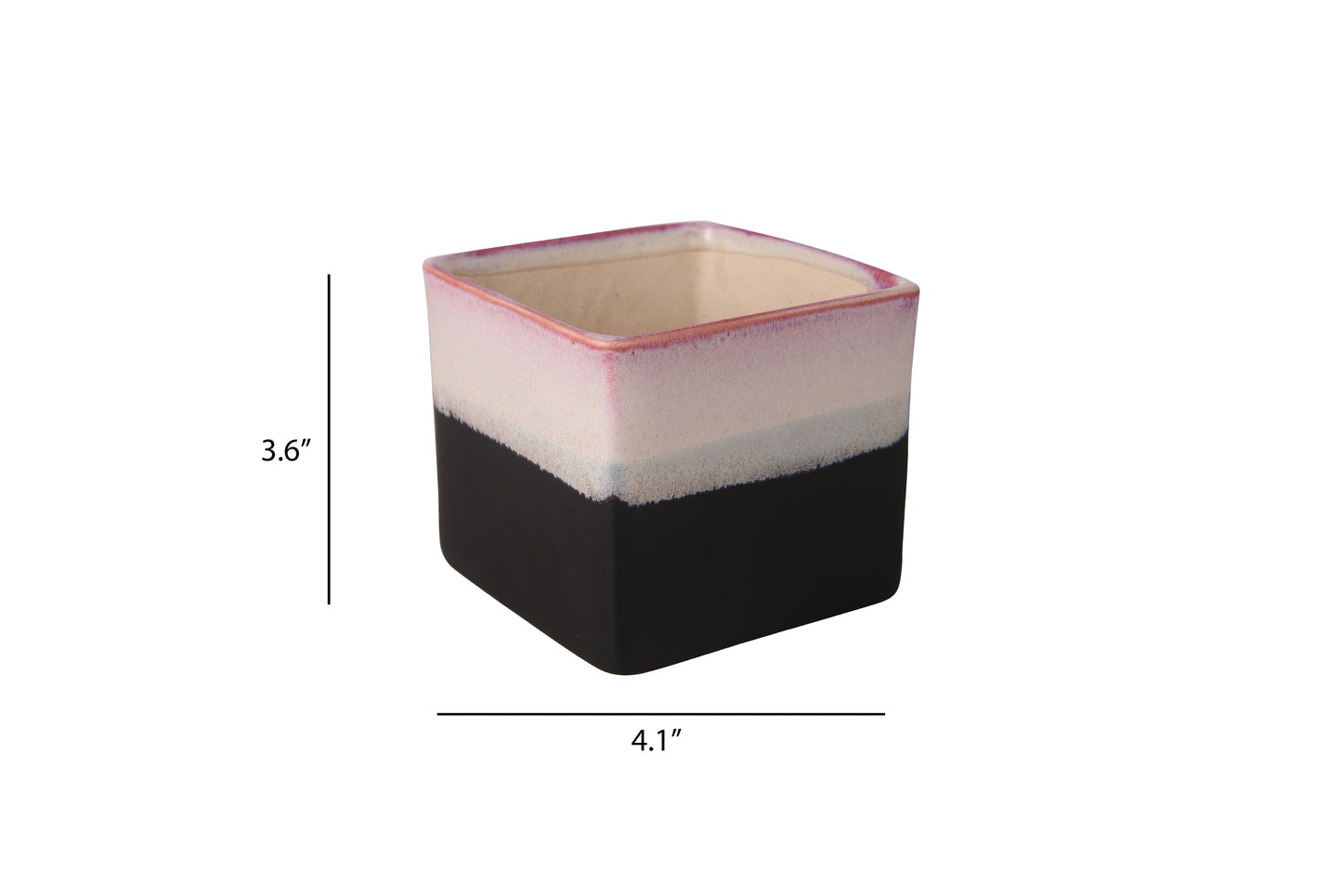 Exotic Green Dual Rainbow Black Colour Square Shape Ceramic Studio Pottery/ Planter/Pot for Indoor Plants
