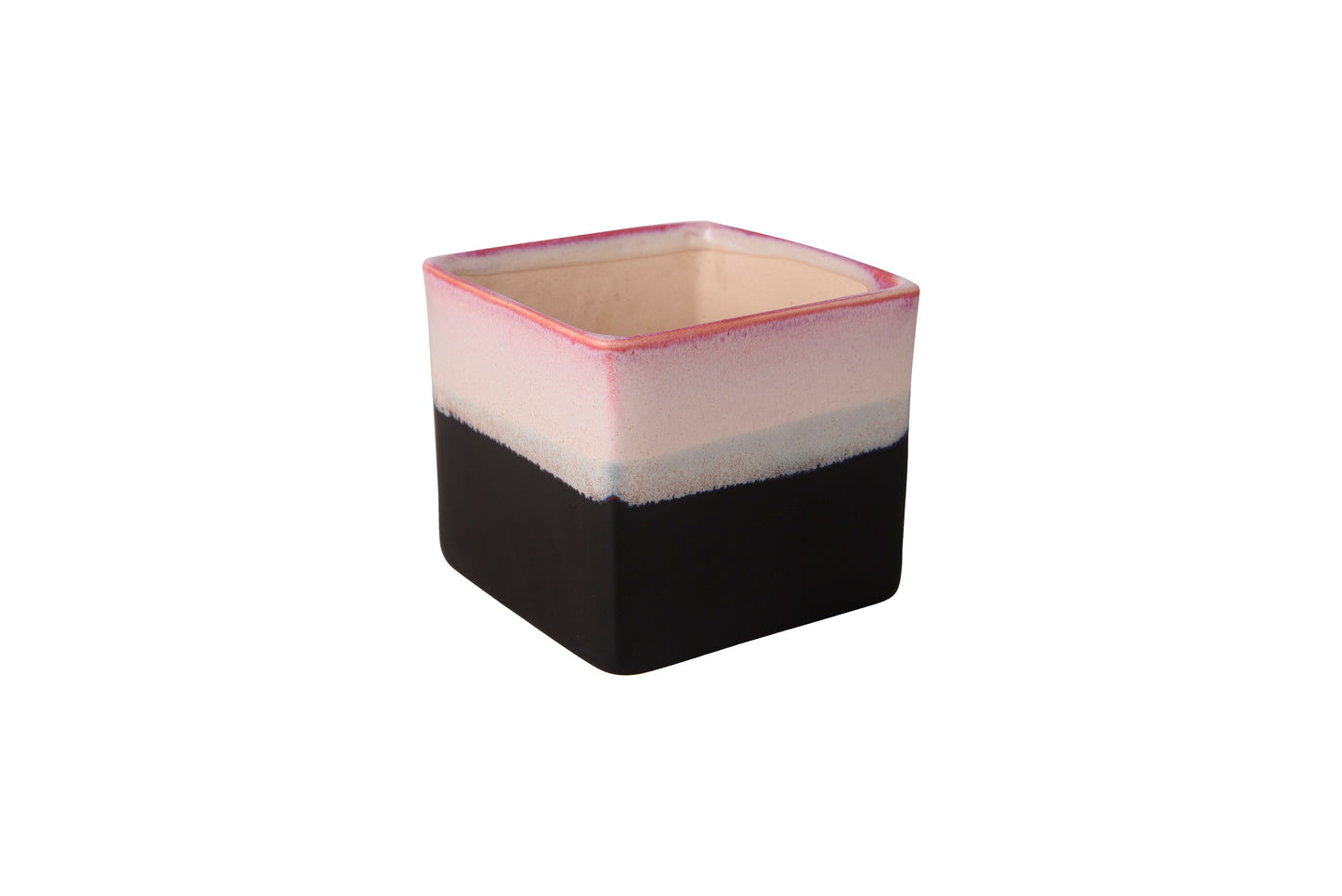 Exotic Green Dual Rainbow Black Colour Square Shape Ceramic Studio Pottery/ Planter/Pot for Indoor Plants