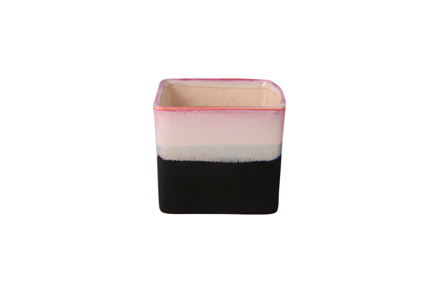 Exotic Green Dual Rainbow Black Colour Square Shape Ceramic Studio Pottery/ Planter/Pot for Indoor Plants