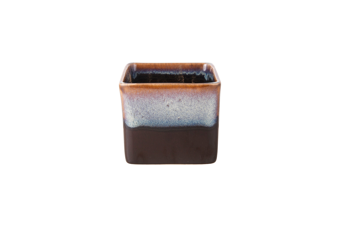 Exotic Green Dual Choco Brown Colour Square Shape Ceramic Pot I Ceramic Pot for Indoor Plants I Combo Pack Set of 2