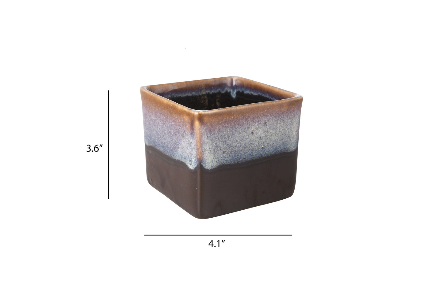 Exotic Green Dual Choco Brown Colour Square Shape Ceramic Pot I Ceramic Pot for Indoor Plants I Combo Pack Set of 2