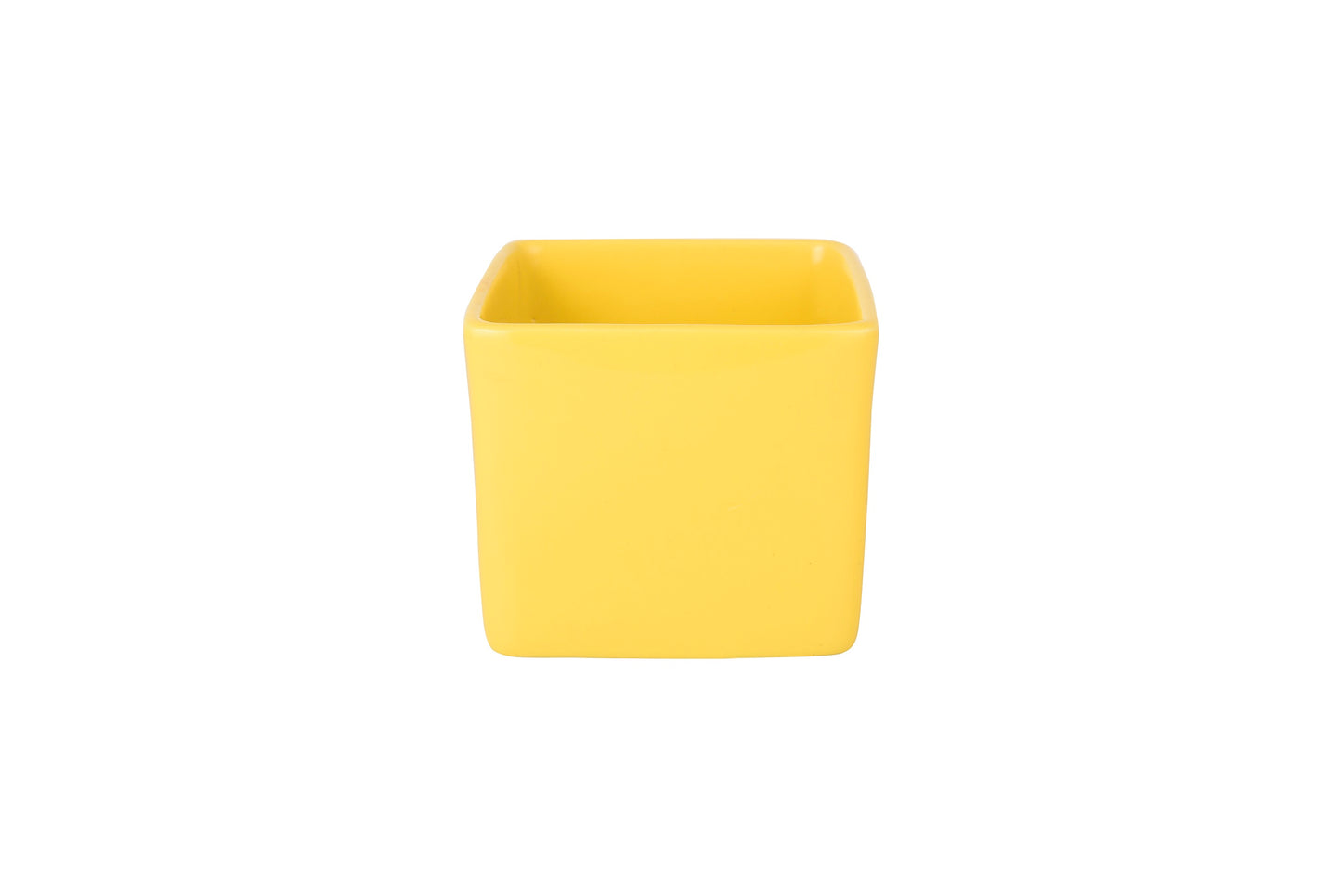 Exotic Green Solid Yellow Colour Square Shape Ceramic Studio Pottery/ Planter/Pot for Indoor Plants
