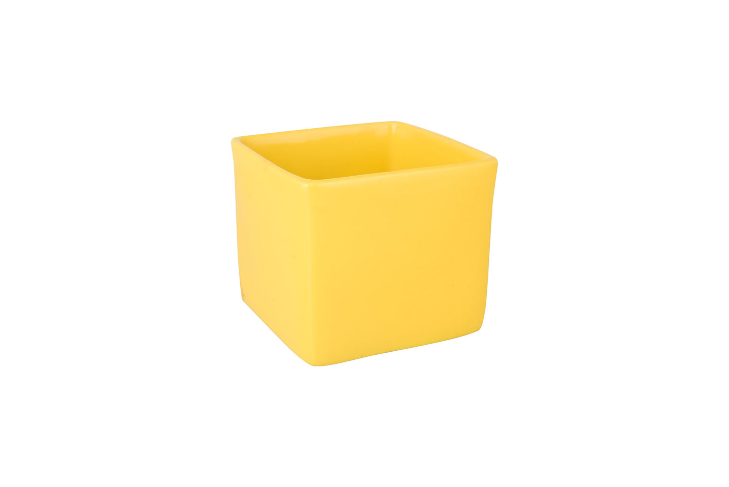 Exotic Green Solid Yellow Colour Square Shape Ceramic Studio Pottery/ Planter/Pot for Indoor Plants