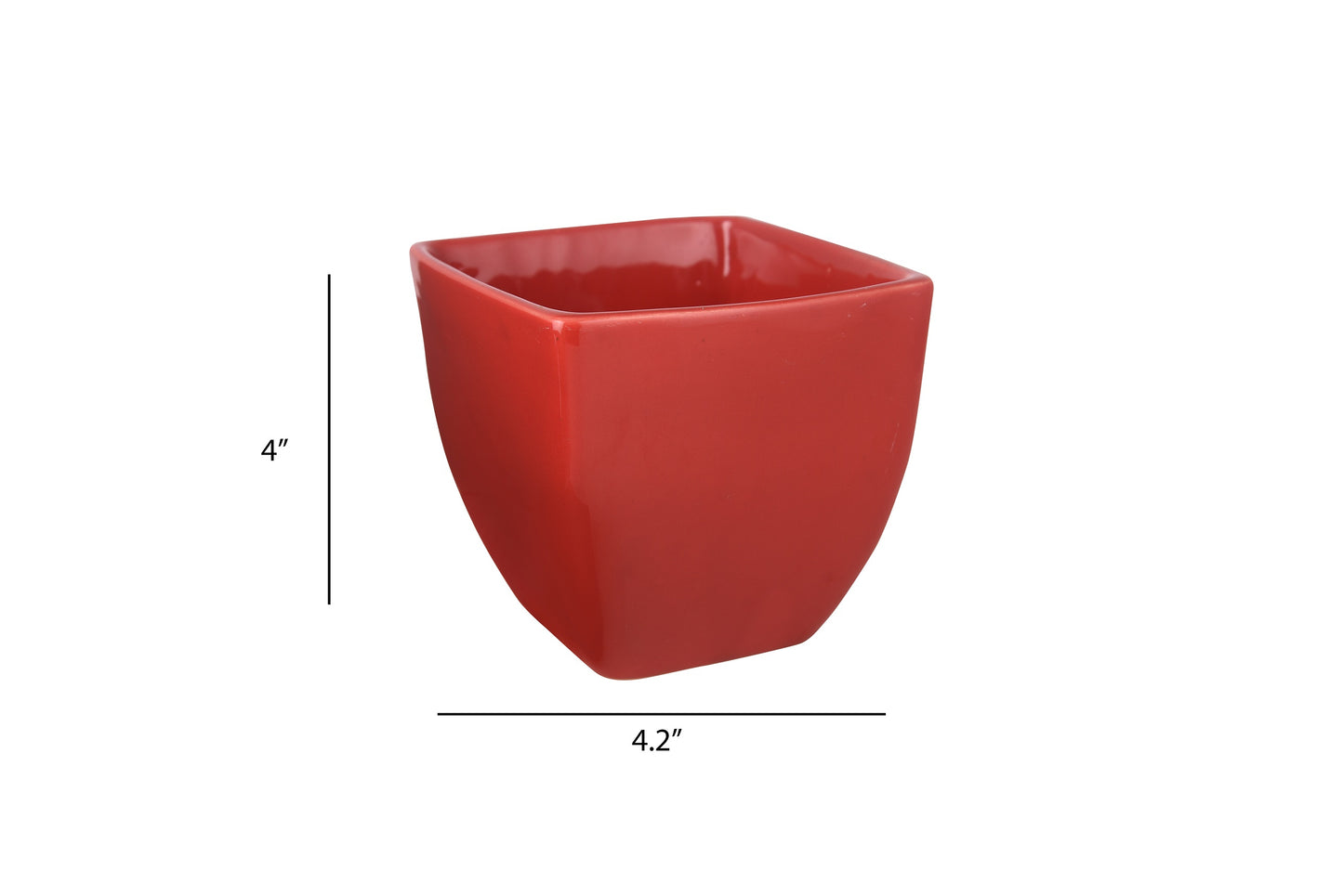 Exotic Green Red Colour Cubo Shape Ceramic Pot I Ceramic Pot for Indoor Plants I Combo Pack Set of 2