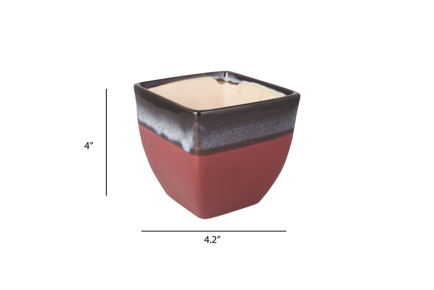 Exotic Green Dual English Purple Cubo Shape Ceramic Studio Pottery/ Planter/Pot for Indoor Plants