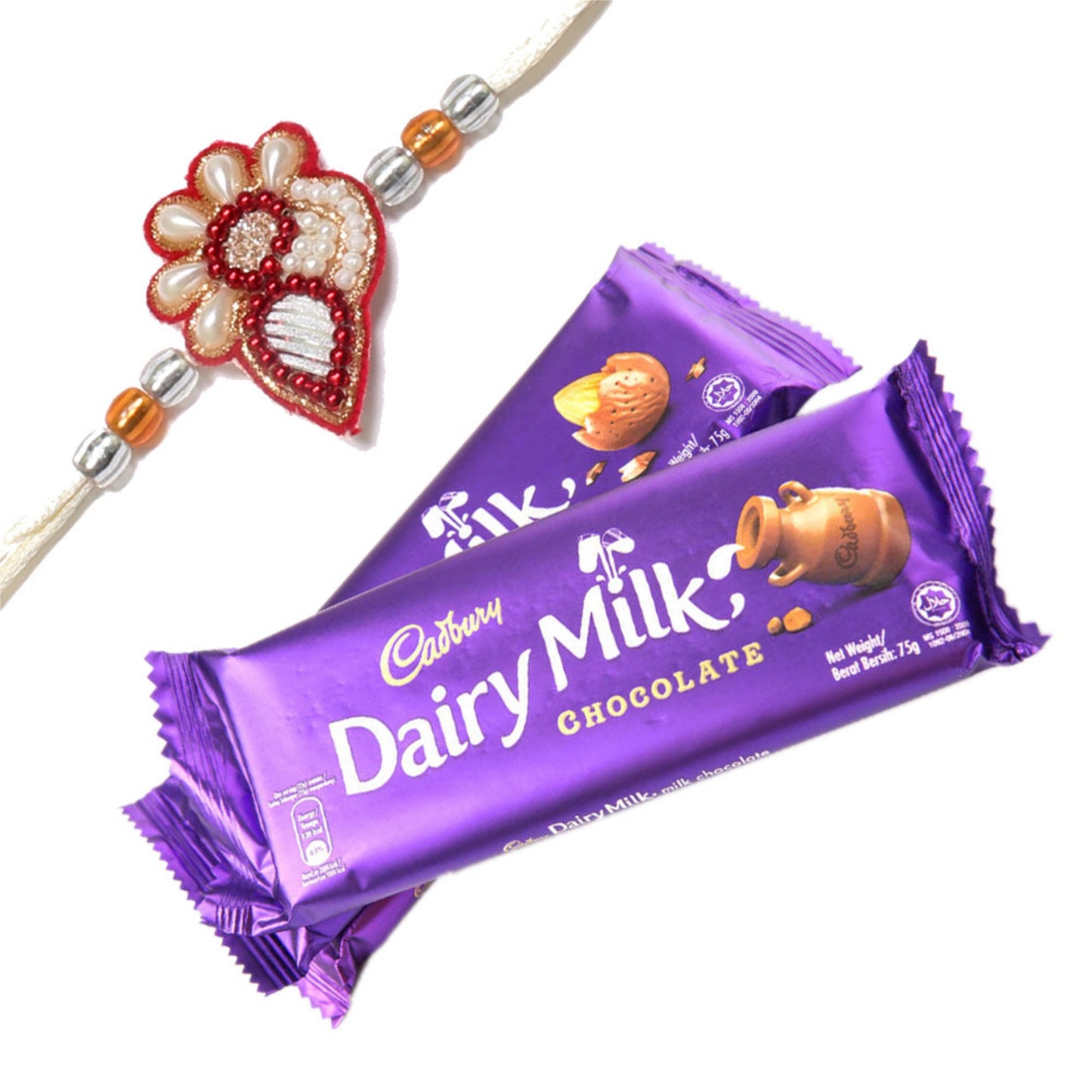 Exotic Green Combo Pack Air Purifying Indoor Chamedoera Palm Plant withTri Color White Ceramic Pot Rakhi Special Pack I Rakhi Combo Pack with Cadbury Chocolates I Special Gift Pack For Rakhi