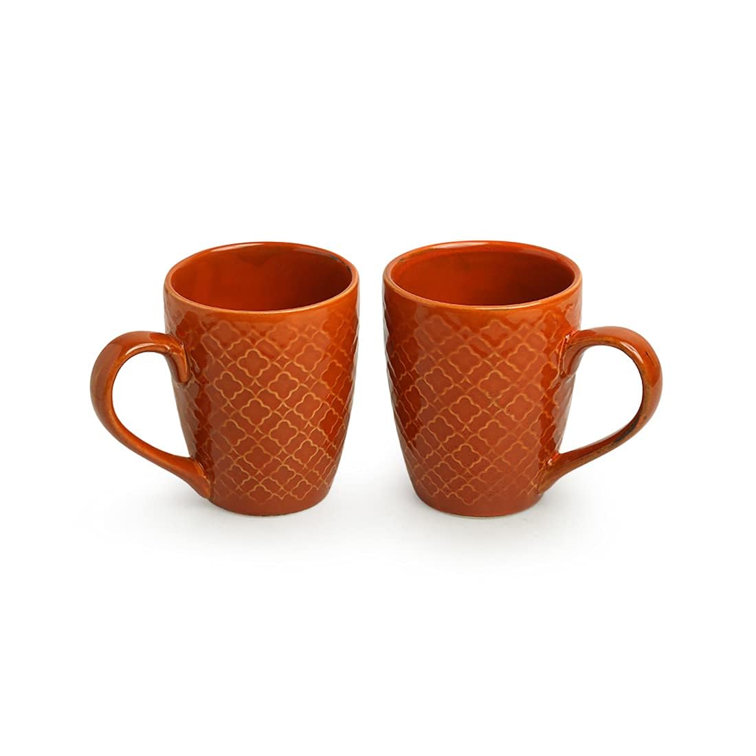 Exotic Green 'Moroccan Turqouise' Hand Glazed & Embossed Ceramic Coffee Mug Set of 2 Ceramic Mugs Tea Mugs