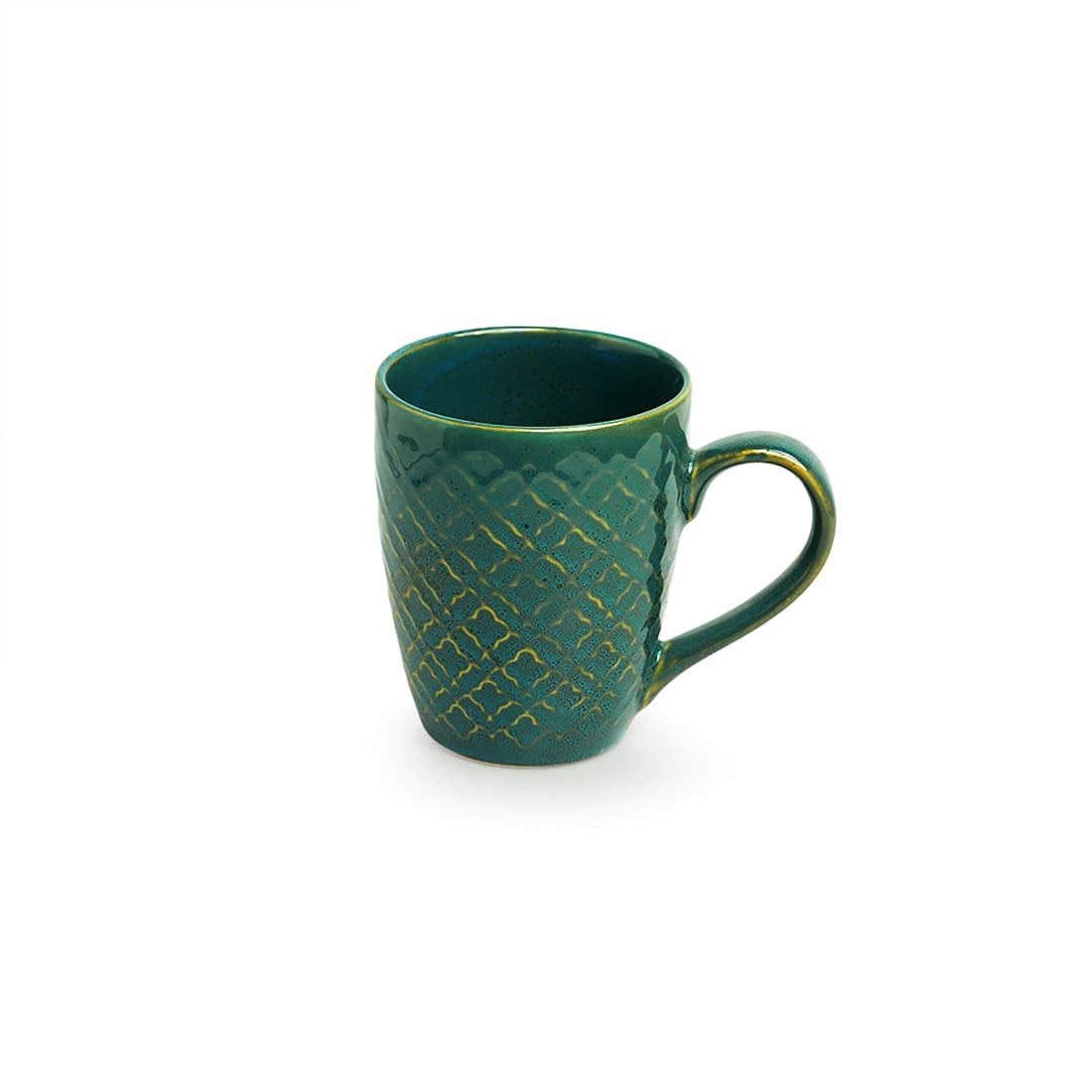 Exotic Green 'Moroccan Turqouise' Hand Glazed & Embossed Ceramic Coffee Mug Set of 2 Ceramic Mugs Tea Mugs