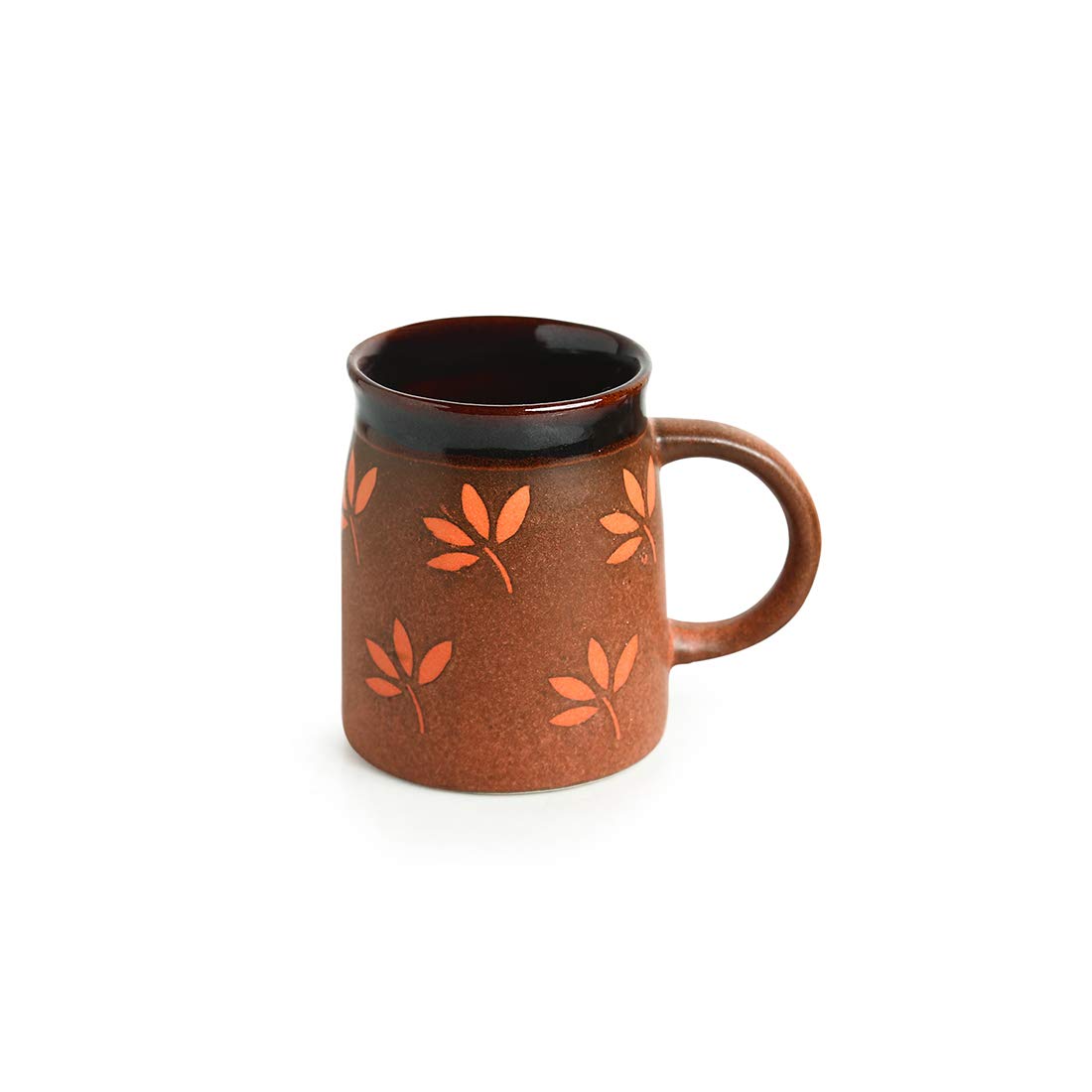 Exotic Green Handglazed & Leaf Pattern Handpainted Ceramic Coffee & Tea Mugs Set I Ceramic Coffee Mugs Set of 2