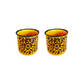 Exotic Green Mughal Floral Art Hand-Painted Ceramic Pottery Yellow & Brown Pot I Ceramic Pot for Live Plants I (Combo Pack Set of 2)