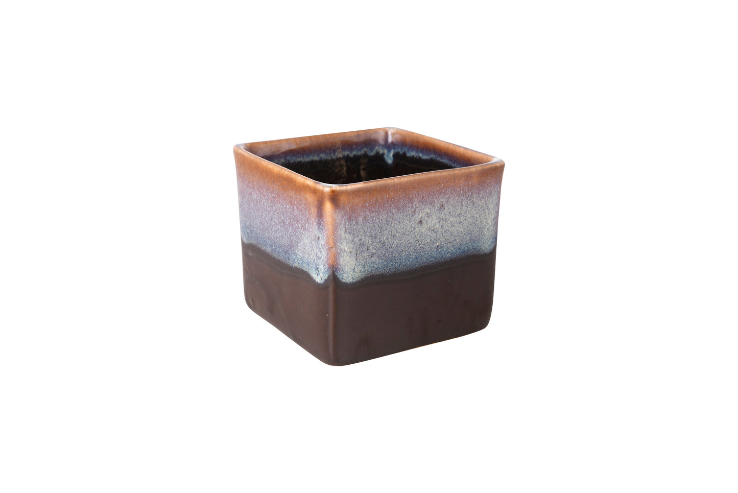 Exotic Green Dual Choco Brown Colour Square Shape Ceramic Pot I Ceramic Pot for Indoor Plants I Combo Pack Set of 2