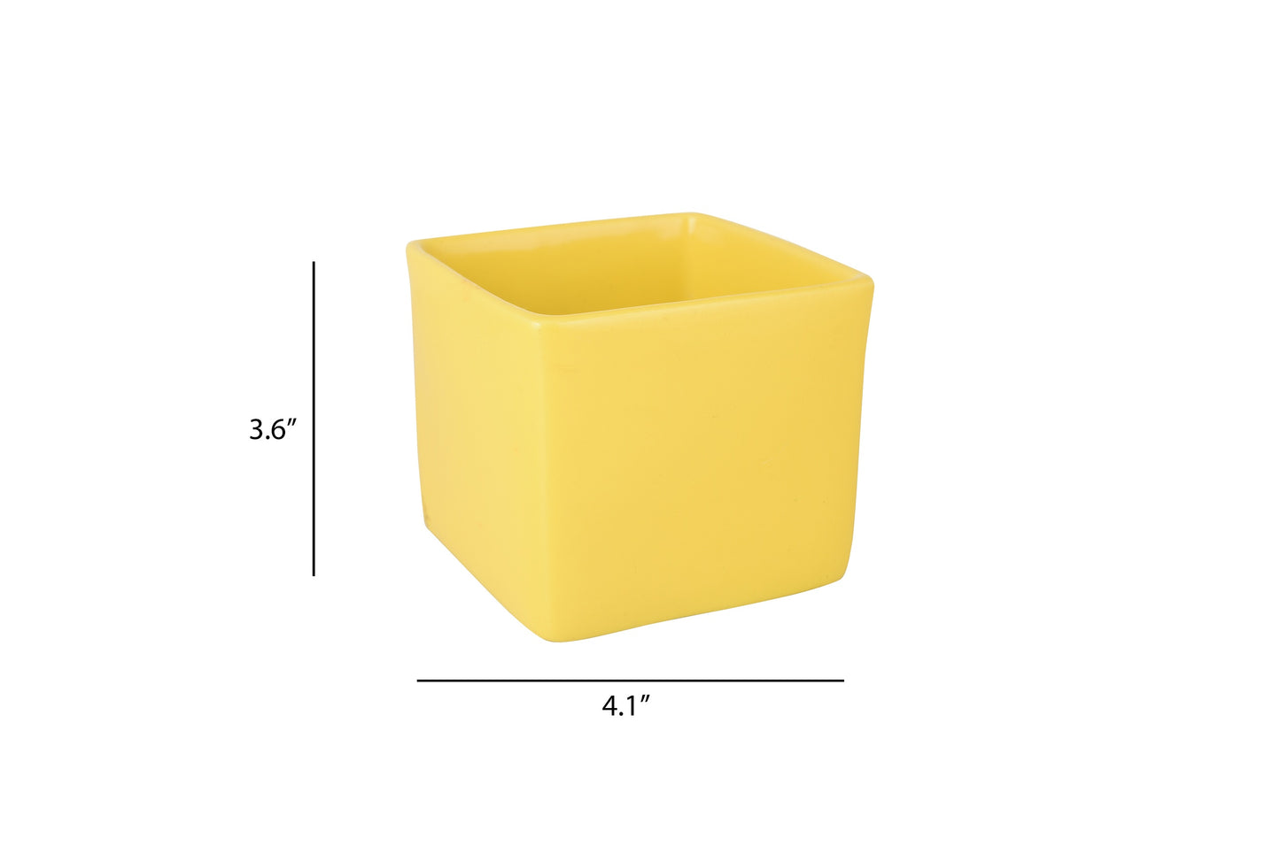 Exotic Green Solid Yellow Colour Square Shape Ceramic Studio Pottery/ Planter/Pot for Indoor Plants